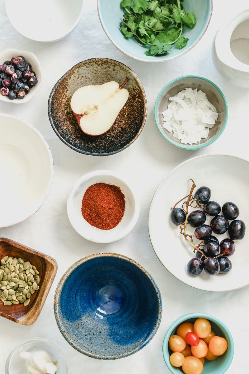 Ingredientes para una receta del taller cocina saludable de verano en Barcelona impartido por Marisol San Juan - Centro cívico de Diagonal Mar.
